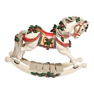 Unique House of lloyd Christmas Handcrafted Porcelain 16" Holiday Rocking Horse